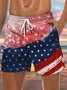 Independence Day Flag Drawstring Beach Shorts