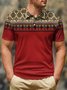 Ethnic Geometric Button Short Sleeve Polo Shirt