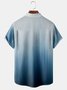 Big Size Gradient Color Chest Pocket Short Sleeve Casual Shirt