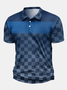 Geometric Striped Button Short Sleeve Golf Polo Shirt