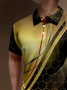 3D Ombre Abstract Geometric Button Short Sleeve Polo Shirt