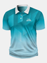 Ombre Abstract Geometric Button Short Sleeve Golf Polo Shirt