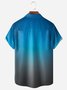 Gradient Color Coconut Tree Chest Pocket Short Sleeve Hawaiian Shirt