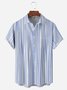 Geometric Stripe Chest Pocket Short Sleeves Casual Shirt