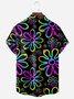 3D Line Flower Chest Pocket Short Sleeve Hawaiian Shirt