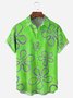 Line Flower Chest Pocket Short Sleeve Hawaiian Shirt