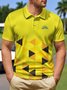 Geometric Button Short Sleeve Golf Polo Shirt