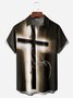 Easter Crucifix Chest Pocket Short Sleeve Casual Shirt