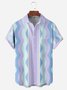Geometric Ripple Chest Pocket Short Sleeve Bowling Shirt