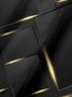3D Gradient Geometric Black Gold Button Short Sleeve Polo Shirt