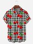Cherry Plaid Chest Pocket Short Sleeve Hawaiian Shirt