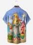Gnome Surfing Chest Pocket Short Sleeve Hawaiian Shirt