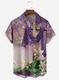 Easter Cross Chest Pocket Short Sleeve Casual Shirt