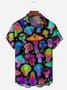 Hippie Mushroom Chest Pocket Short Sleeves Casual Shirt