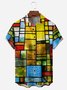 Art Geometry Chest Pockets Short Sleeves Casual Shirts