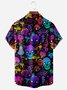 Skull Mushroom Chest Pocket Short Sleeves Casual Shirt