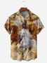 Western Horses Chest Pocket Short Sleeve Casual Shirt