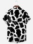 Dairy Cattle Print Chest Pocket Short Sleeve Casual Shirt