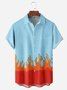 Ombre Flame Chest Pocket Short Sleeve Casual Shirt