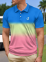 Ombre Button Down Short Sleeve Golf Polo Shirt