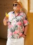 Mens Flamingo Printed Casual Short Sleeve Shirt Hawaiian Top