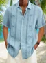 Coconut Tree Print Short Sleeve Bowling Shirt