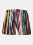 Color Stripes Drawstring Beach Shorts