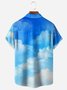 Sky Clouds Chest Pocket Short Sleeve Hawaiian Shirt