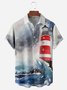 Ocean Lighthouse Chest Pocket Short Sleeve Hawaiian Shirt