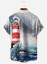 Ocean Lighthouse Chest Pocket Short Sleeve Hawaiian Shirt