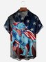 Dinosaur Flag Chest Pocket Short Sleeve Shirt
