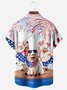 American Flag Pigs Chest Pocket Short Sleeve Casual Shirt