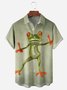 Animal Frog Chest Pocket Short Sleeve Hawaiian Shirt