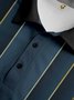 Striped Button Long Sleeve Bowling Polo Shirt
