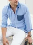 Cotton Color-block Pocket Long Sleeve Shirt