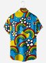 Flowers Rainbow Chest Pocket Short Sleeve Casual Shirt