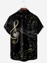 Music Note Chest Pocket Short Sleeve Casual Shirt