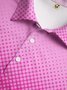 Gradient Color Polka Dot Button Long Sleeve Casual Polo
