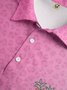 Fruit Pineapple Pink Leopard Button Short Sleeve Vacation Polo Shirt
