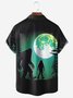 Bigfoot Astronaut Silhouette Chest Pocket Short Sleeve Vacation Shirt