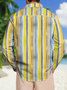 Gradient Striped Chest Pocket Long Sleeve Casual Shirt
