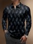 3D Gradient Geometric Zipper Long Sleeves Casual Polo Shirt