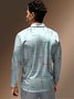 Mid Century Geometric Zip Long Sleeve Casual Polo Shirt