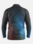 Abstract Texture Long Sleeve Casual Polo Shirt