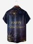 Happy New Year Chest Pocket Short Sleeve Casual Shirt