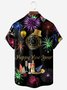 New Year Fireworks Chest Pocket Short Sleeve Casual Shirt