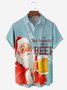 Big Size Santa Beer Chest Pocket Short Sleeve Casual Shirt