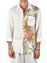 Cotton Plain Coconut Tree Chest Pocket Long Sleeves Casual Shirt
