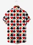 Art Playing Cards Chest Pocket Short Sleeve Casual Shirt