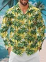 Moisture Wicking Botanical Coconut Tree Floral Chest Pocket Long Sleeve Casual Shirt